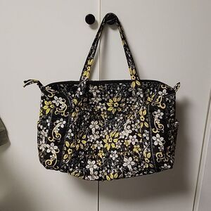Vera Bradley Baroque duffel bag black yellow large overnight bag preppy floral